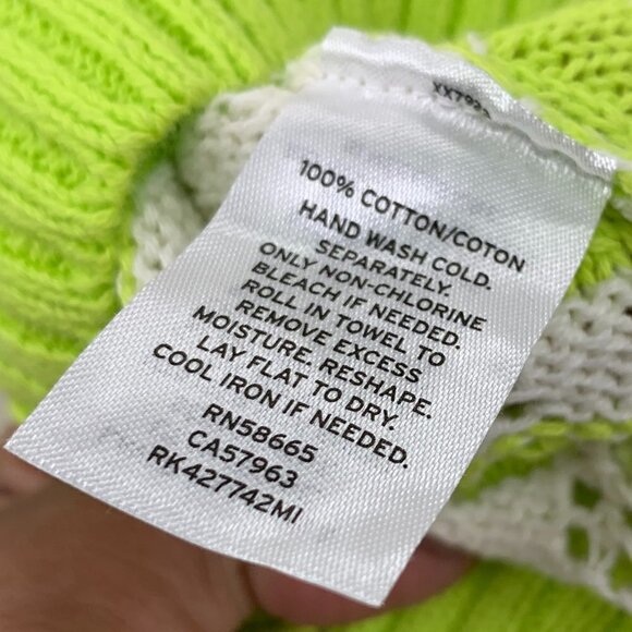Abound Crew-Neck Pointelle Sweater Ivory/Green XXS - Picture 8 of 8